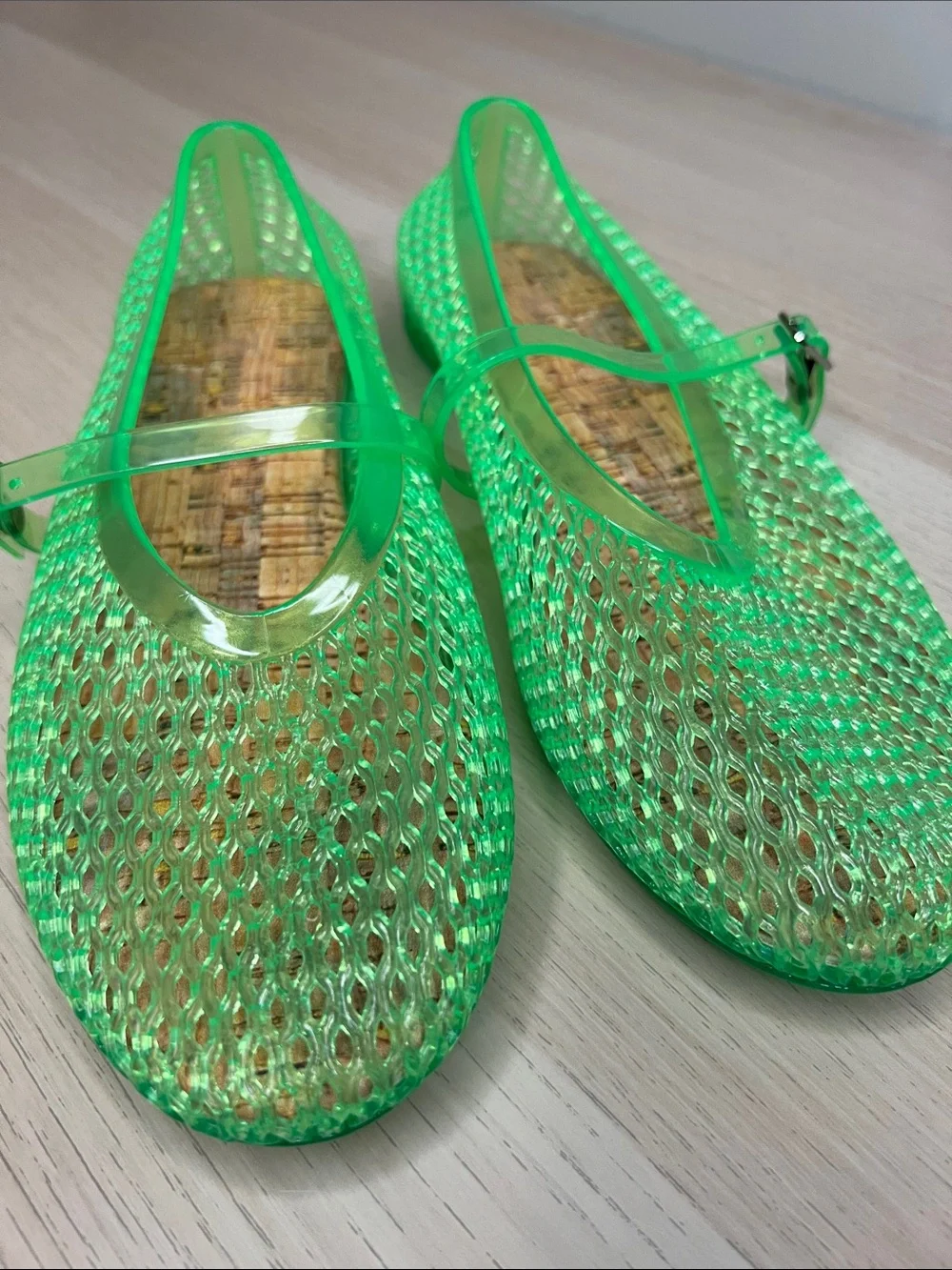 Transparent Green Jelly Mary Jane Flats, Women’s Size 7, Forever